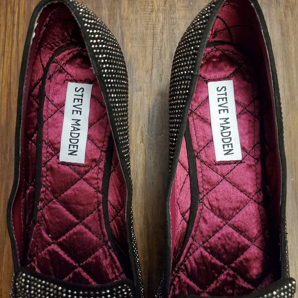 Steve Madden Black Rhinestone Loafers Women Size 9 - Picture 2 of 6